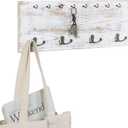MyGift Coat and Key Hook Wall Organizer, Whitewashed Wood Mounted Coat and Key Holder Rack with 16 Hook, Farmhouse Entryway Hanging Organizer