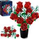 Roses Flowers Bouquet Building Set for Adults, Red Rose Flores Botanical Collection Kits Compatible with Lego Flower, Christmas Valentines Day Gifts Women Girls