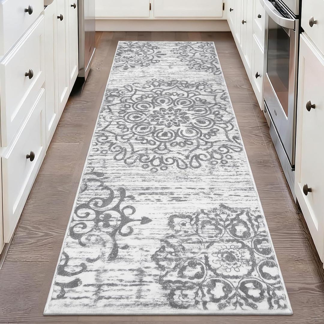 HEBE Hallway Runner Rug 2'x5' Washable Vintage Distressed Area Rugs Non Slip Laundry Rug Runner Boho Floor Carpet Runners for Hallways Entryway Laundry Room Kitchen Bathroom