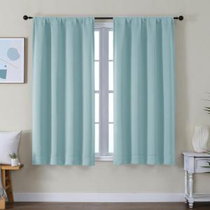 Simplebrand Ava Aqua Short Blackout Curtains for Bedroom 54 Inches Long 2 Panels Set, Solid Thermal Insulated, Energy Saving Window Treatment Curtains Blackout Drapes, W40 x L54 Inch, Aqua