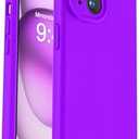Vooii for iPhone SE Case 2022/3rd/2020,iPhone 8/7 Case, Upgraded Liquid Silicone with [Flat Edges] [Camera Protection] [Soft Anti-Scratch Microfiber Lining] Phone Case for iPhone SE - Neon Purple