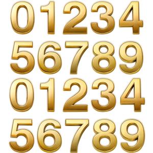 Mailbox Numbers Gold, 2 Inch Address Sign Number Stickers for House Doors, Hotel Apartment Office Room, Business Decorate Project, Pack of 2 Sets.