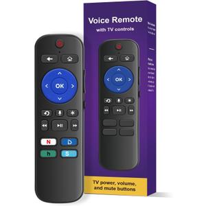 Voice Universal Remote Control, for Roku Stick Remote Replacement, for Roku Streaming Players, Steaming Sticks, Audio and TVs, with 4 App Shorcut Keys (Voice Remote)