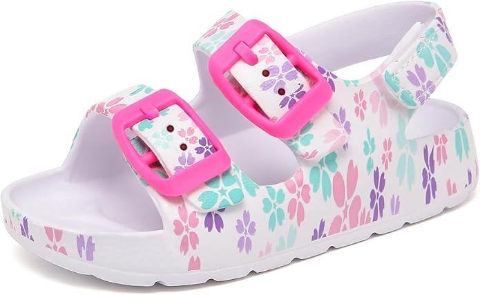 INMINPIN Toddler Boys Girls Buckle Sandals Comfort Open Toe Sandal with Adjustable Back Strap Size 6