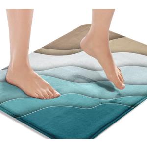 Britimes Bath Mat for Bathroom Abstract Beach Washable Floor Rug Carpets Floor Mat Bathroom Decorations 16x24 inches for Kitchen Bedroom Indoor