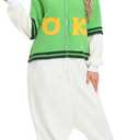 LABULA Unisex Adult Onesie Animal Pajamas Halloween Cosplay Sleepwear (Small, 97whitegreen)