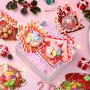 30 Sets Christmas Cards Candy Domes for Crafts, DIY Greeting Gift Cards with Hanging Rope Treat Holders for Xmas Tree Ornaments Winter Party Favors Supplies(Gingerbread House)