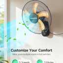 VAGKRI 16 Inch Wall Mount Fan, Quiet Oscillating Fan with Remote, 5 Speeds, 8-Hour Timer, 90° Oscillation, Ideal for Home, Office, Bedroom, Garage, Black, Medium