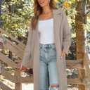 LILLUSORY Women's Long Dressy Cardigan Sweaters Fall Oversized Cozy Jacket Outfits 2025 Date Night Winter Trench Coats (Beige, L)