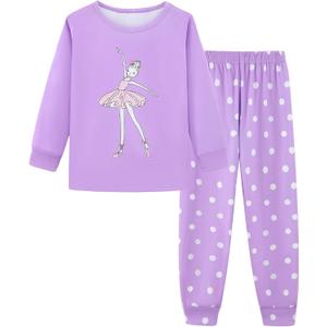 Mikrdoo Girls Clothes Long Sleeve Ribbed Knit Top and Pants Fall Winter Outfits (Purple)