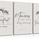 3Pcs Christian Bible Verse Canvas Wall Art Scripture Prayer Poster Print Neutral Black Botanical Painting Steadfast Love Mercies Faith Picture Wall Decor for Bedroom Living Room Office 12x16in Framed