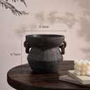 MIYUKI Rustic Vase for Home Decor, Decorative Pottery Terracotta Vase for Living Room, Table, Shelf, Handcraft Vintage Ceramic Vase 6.7in H x 8.2in W (Black)