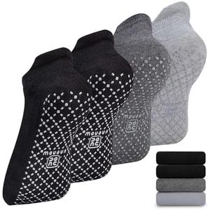 unenow Unisex Non Slip Grip Socks with Cushion for Yoga Pilates Barre Home & Hospital (Pair of 4)