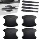 8 PCS Car Door Door Bowl Handle Sticker, Anti-Scratch Wear-Resistant Carbon Fiber Pattern Paint Protection Sticker, Modification Replacement Accessory, Suitable for Most Cars (Black)