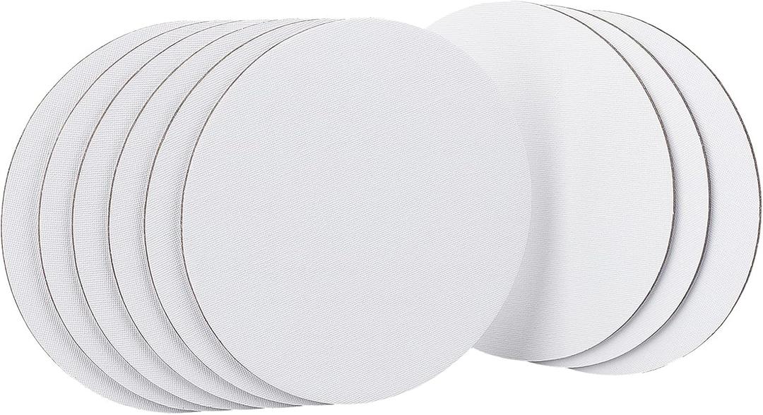 NBEADS 12 Pcs Round Painting Canvas Panels, Blank Canvas Drawing Boards for Oil & Acrylic Painting Students Artist Hobby Painters and Beginners, 15cm in Diameter