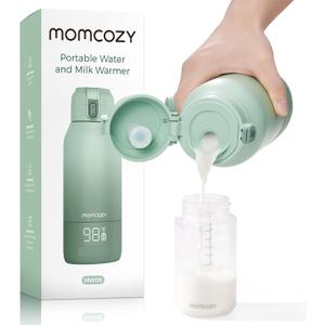 Momcozy Portable Bottle Warmer for Travel – Dual Heating Modes for Breast Milk & Water, Portable Milk Warmer with Fast Heating & Long Battery Life, 17 Ounces Large Capacity to Meet Your All-Day Needs