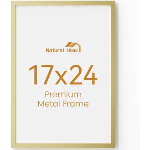17x24 Aluminum Metal Picture Frame,Tempered Glass Gold Photo Frame 17x24 for Family Photo,Posters,Art,Document to Wall Mount Horizontally or Vertically