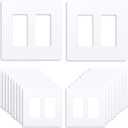 Outlet Cover, Screwless Decorator Wall Plate, Light switch Power Plug Cover, 2-Gang Standard Size, Glossy White, 20 Pack,UL listed