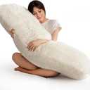 HIGOGOGO Body Pillow for Adults Extra Long Full Body Pillow with Removable Cover and Memory Foam Filling, for Side Sleepers and Pregnancy, Soft Support Pillow, Machine Washable (20x54 Inch) (Faux Fur-Beige)