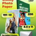 Uinkit Glossy Photo Paper 8.5 x 11 in Letter, 180 gsm 48 lb, Single-Sided, Instant Dry, Smudge-Resistant Inkjet Paper, Bright White, 200 Sheets for Home/Office Trial Use