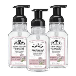 J.R. Watkins Foaming Hand Soap with Pump Dispenser, Moisturizing Foam Hand Wash, Alcohol-Free, Cruelty-Free, eau de rose, 9 fl oz, 3 Pack