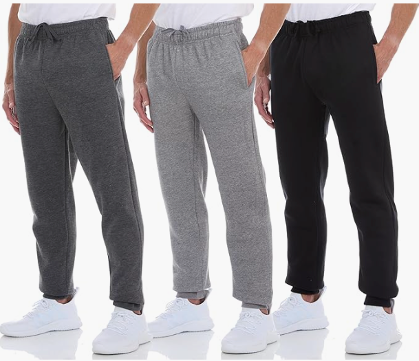 DARESAY Mens 3 Pack Dry Fit Fleece Athletic Workout Jogger Sweatpants for Men with Pockets and Drawstring Size XXL