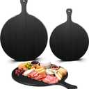 Geetery 2 Pcs Round Black Cutting Board with Handle Bamboo Cheese and Chopping Board Charcuterie Black Platter Tray for Kitchen Pizza Bread Vegetables DIY Holiday Present (11.6 Inch,9 Inch)