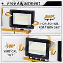 42000 Lumens Ultra Bright LED Work Light with Stand 3-Head Independent Switches Dimmable Flood Light IP66 Waterproof with 16FT Power Cable for Large Outdoor Jobsite Construction Farm