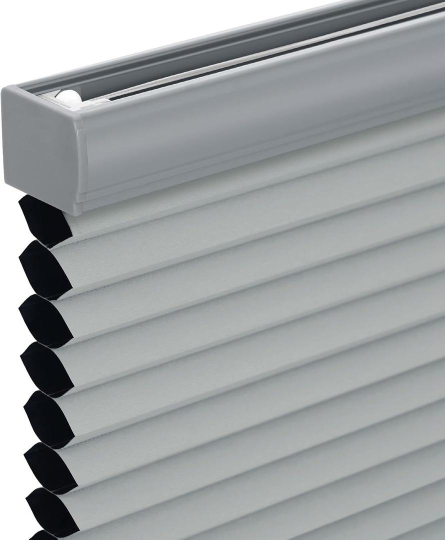 Changshade Cordless Cellular Shades, Blackout Honeycomb Shades for Windows, Pull Down Pleated Blinds, Easy to Install for Indoor Windows and French Doors,29" W x 72" H, Grey
