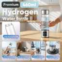 Hydrogen Water Bottle Generator, Up to 6000 PPB SPE-PEM, 460ml Borosilicate Glass, LED Display, USB Rechargeable, Leak-Proof, Portable with Inhalation Tube for Home, Gym & Travel