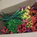 Alupssuc 48 Bundles Artificial Flowers for Outdoors Decoration, UV Resistant Silk Faux Daisy Flora Spring Fake Plastic Plants Greenery for Outside Indoor Yard Home Porch Window Box Decor, Mix 4 Colors
