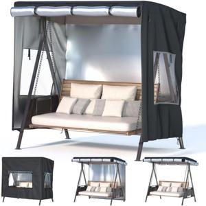 Outdoor Swing Cover,Patio Swing Chair Covers,Garden Hammock Glider Chair Cover,Can be Used Without Disassembly,Black (68x45x61)