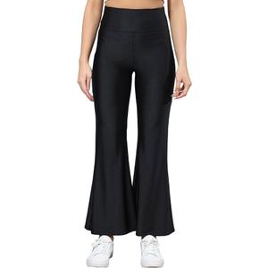 3 x Sghenr Women's Shiny High Waisted Flare Yoga Pants Tummy Control Wide Leg Casual Workout Leggings (Black) XL