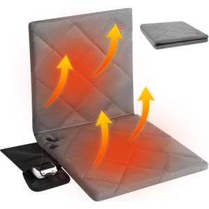 Juexica Portable Heated Seat Cushion Warm Stadium Seats Camping Outdoor with Back Support and 3 Level Winter Heated Seat Cover for Outdoors, No Power Bank (15.7 Inch, Grey)