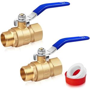 Boltigen 1/2 inch Brass Ball Valve, 2Pack Heavy Duty Forged Brass Shut Off Valves with Female to Male NPT Thread Full Flow Port, 150 PSI WSP / 600 PSI WOG Water Control Valve Connector Fitting