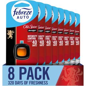 4 x Febreze AUTO Air Freshener, Odor-Fighting Automotive Vent Clip, Old Spice Swagger Scent, 8 Count
