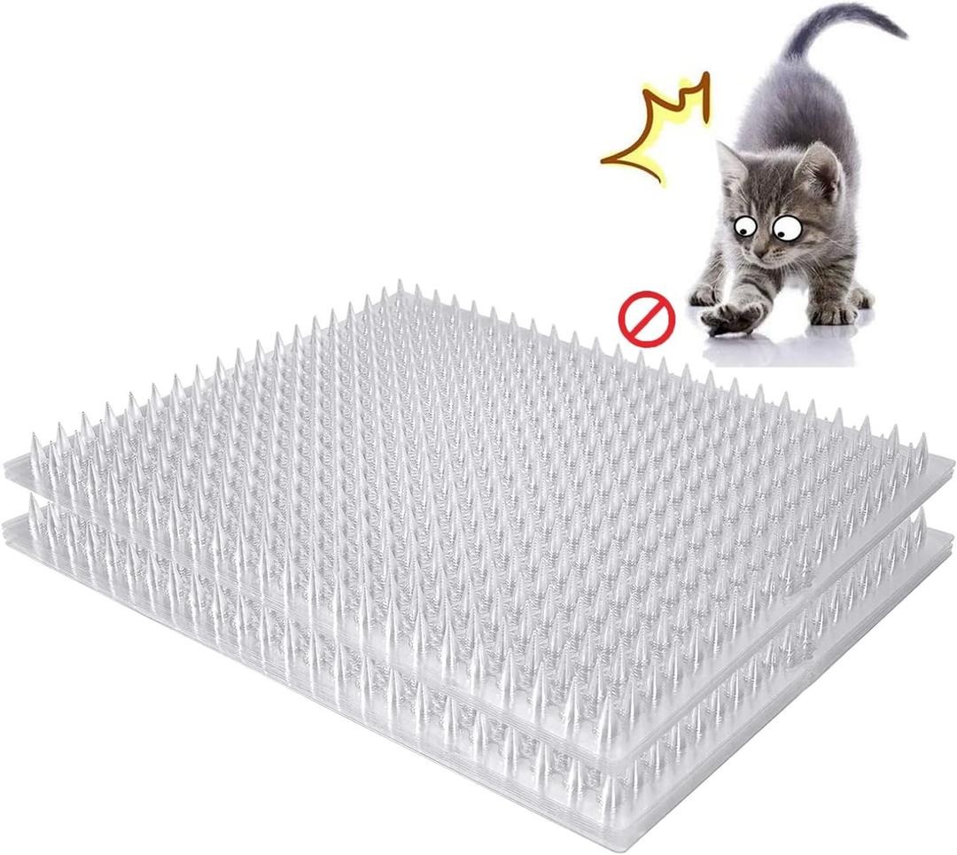 14 Pack Cat Deterrent Outdoor/Indoor Scat Mat, Pet Deterrent Training Mats, Keep Cats/Dogs Away Plastic Mats with Spikes, 23 Sq.ft, 16 x 13 Inches