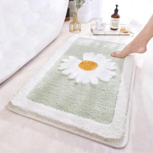 Green Bathroom Rug, Ultra Soft Microfiber Shaggy Bath Mats, 20''x 32'', Extra Absorbent Bath Rugs, Machine Washable, Non-Slip Bathroom Carpet for Tub and Shower (1'8" x 2'8" (Rectangular)