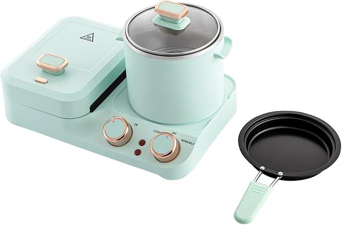 3-in-1 Breakfast Station,Stainless Steel Electric Mini Toaster Bread Breakfast Sandwich Maker,Household Breakfast Maker Machine with Frying Pan,Boiling Pot,Food Steamer