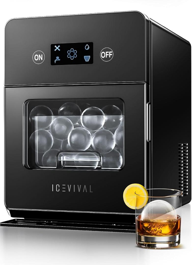 2" Clear Sphere Ice Maker with Clearcore Technology, 4 Ice Balls in 38 Mins, 150 Daily Output, Countertop Ice Ball Maker with Automatic Water Supply & Self-Cleaning, Ideal for Whiskey & Bourbon