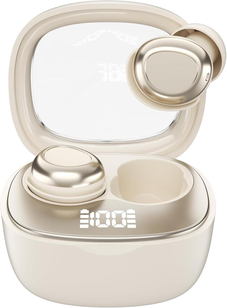 Sleep Ear Buds, 2025 True Wireless Earbuds, Ultra-Mini Bluetooth 5.4 Earbuds for Side Sleepers, 53H Play Hi-Fi Stereo 3D Bass Noise Cancelling Bluetooth headphones, USB C, IP7 Waterproof LED Earphones