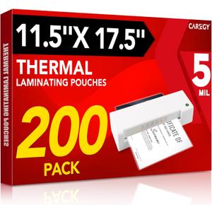 CAREGY 200 Pack Laminating Sheets, Hold 11 x 17 Inch Sheet, 5 Mil Clear Thermal Laminating Pouches 11.5 x 17.5 Inch Lamination Sheet Paper for Laminator, Round Corner