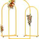 DDMY Large Arch Backdrop Stand (7.2FT/6.6FT/6FT) Metal Balloon Arch Stand Set of 3 Gold Party Stands for Wedding, Birthday, Baby Shower, Bridal Shower - Balloon Arched Frame for Garden Decor, Gold Floral Arches, 3 Pieces