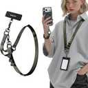 MAGEASY 2-In-1 Cell Phone Lanyard Crossbody - Universal Crossbody Phone Leash & Wrist Strap with Built-in Keychain, Phone Tether Tab | Anti Drop & Anti Theft for Daily & Travel (Concrete Grey)