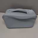 EACHY Travel Makeup Bag, Large Capacity Cosmetic Bag for Women, Waterproof PU Leather, Flat Open Portable Toiletry Bag for Skincare, Brushes & Travel Essentials (Medium, AJ-Blue)