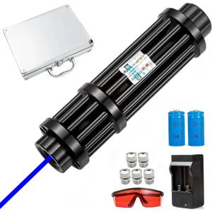 High Power Blue Flashlight, Long Range Flashlight with Adjustable Focus and Multi Patterns for Camping, Hiking, Hunting, Fishing