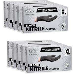 ForPro Disposable Nitrile Gloves, Chemical Resistant, Powder-Free, Latex-Free, Non-Sterile, Food Safe, 4 Mil