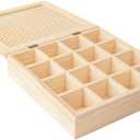 Unfinished Wooden Box with 8 Compartments for Crafts, Organizing, Storage and DIY, Unpainted Wooden Storage Box 13" x 13" x 3" in (16 Compartments)