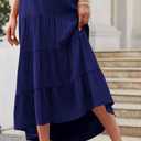 PRETTYGARDEN Women's Ditzy Floral Print Midi Skirt Boho Elastic High Waist Long Skirts for Women Trendy High Low Hem (Brown, S)