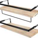 Cabilock Minimalist Floating Shelves 2pcs Wood Wall Shelves Living Room Decor for Bedroom